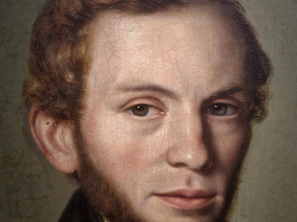 Antique Portrait Oil Painting Signed Original Bourgeois Artwork Framed 19th Century Gentleman European Collectible Fine Art Home Wall Decor
