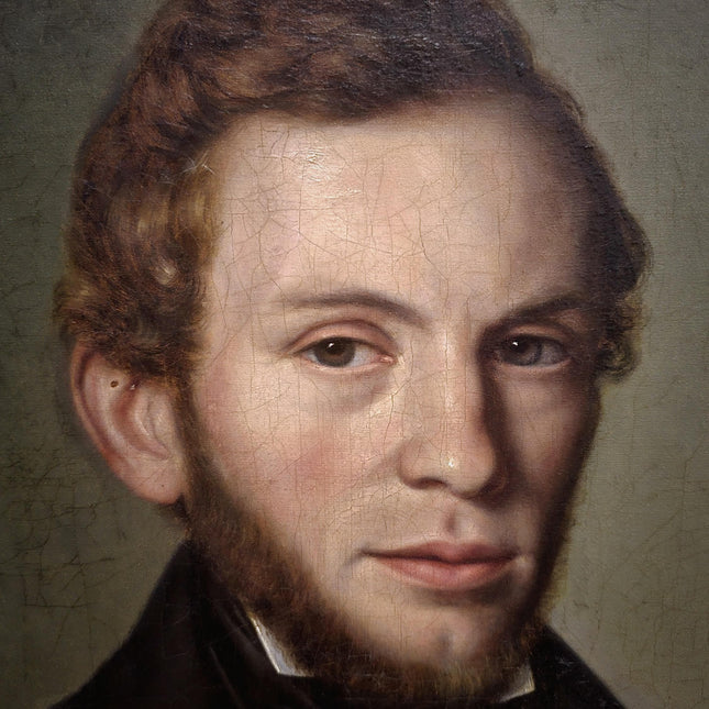 Antique Portrait Oil Painting Signed Original Bourgeois Artwork Framed 19th Century Gentleman European Collectible Fine Art Home Wall Decor