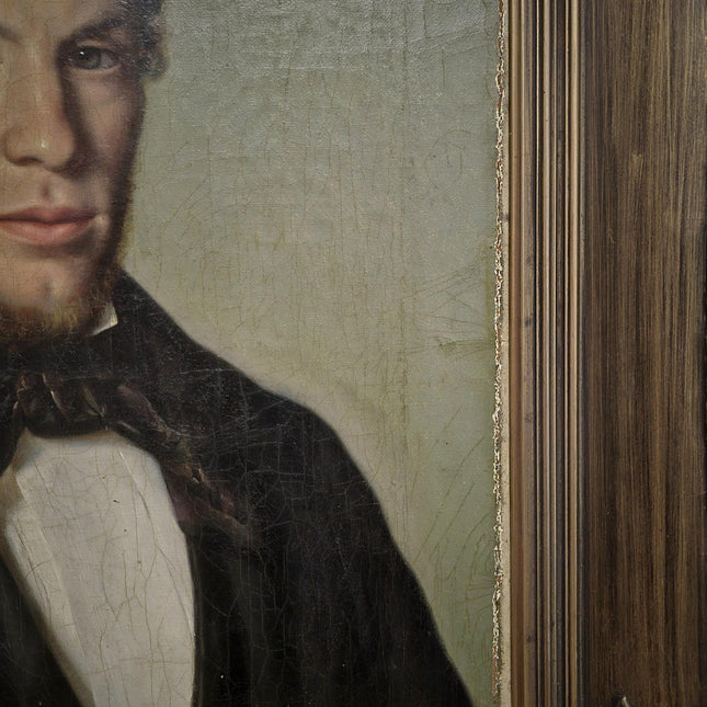 Antique Portrait Oil Painting Signed Original Bourgeois Artwork Framed 19th Century Gentleman European Collectible Fine Art Home Wall Decor