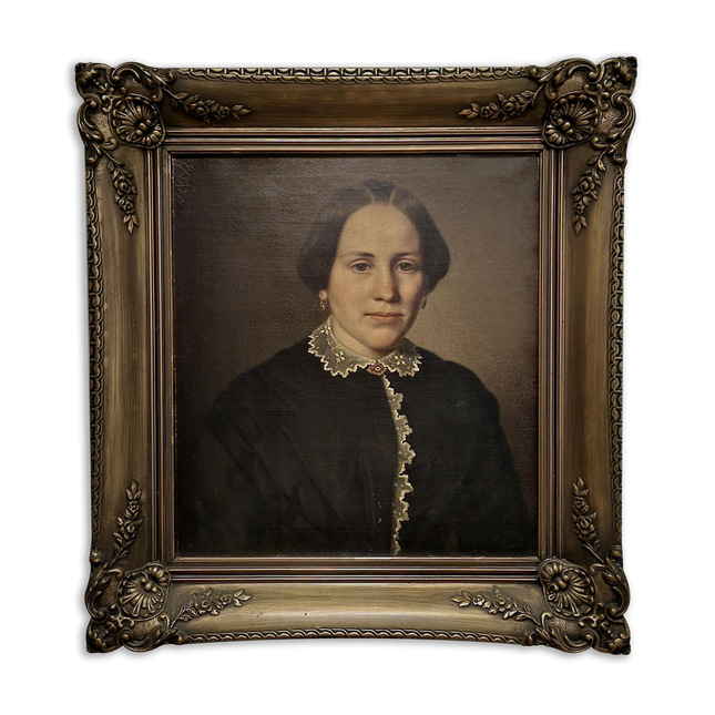 Antique Portrait Oil Painting German Signed Original 19th Century Artwork Framed Biedermeier Style Fine Art European Collectible Wall Decor