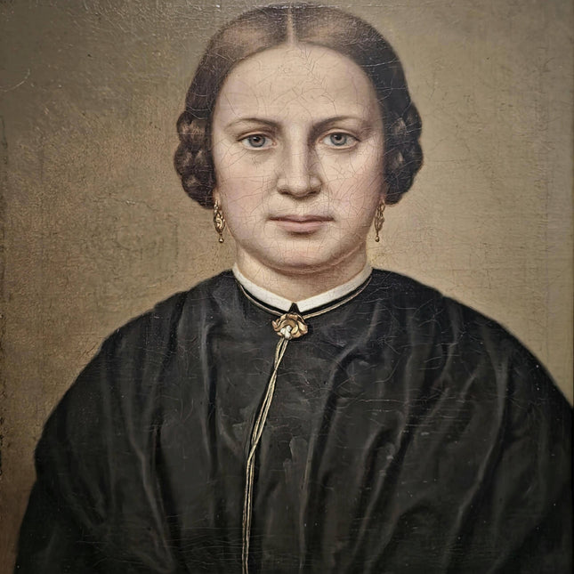 Antique Portrait Oil Painting, German Signed Original 19th Century Artwork, Biedermeier Fine Art, Framed Wall Decor, European Collectible