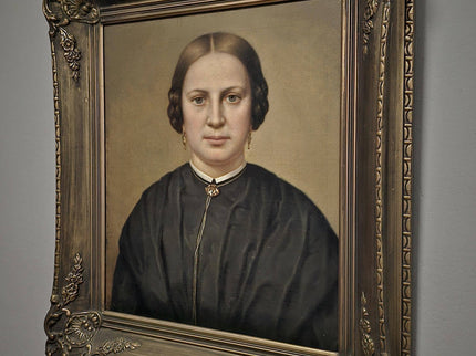 Antique Portrait Oil Painting, German Signed Original 19th Century Artwork, Biedermeier Fine Art, Framed Wall Decor, European Collectible