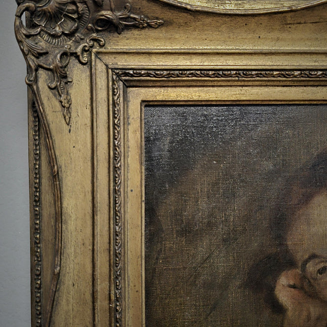 Antique Oil Painting Portrait, Vintage Signed Original Artwork, Moody Wall Decor, Framed European Academic Fine Art, Collectible Masterpiece