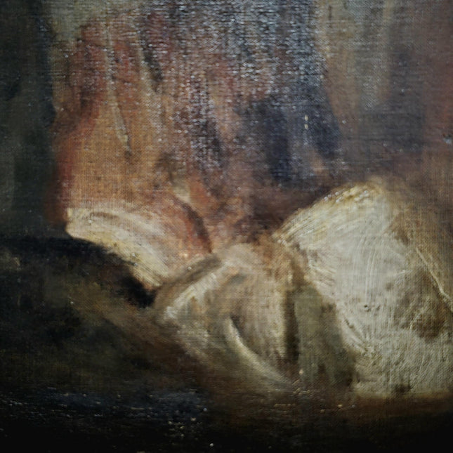 Antique Oil Painting Portrait, Vintage Signed Original Artwork, Moody Wall Decor, Framed European Academic Fine Art, Collectible Masterpiece