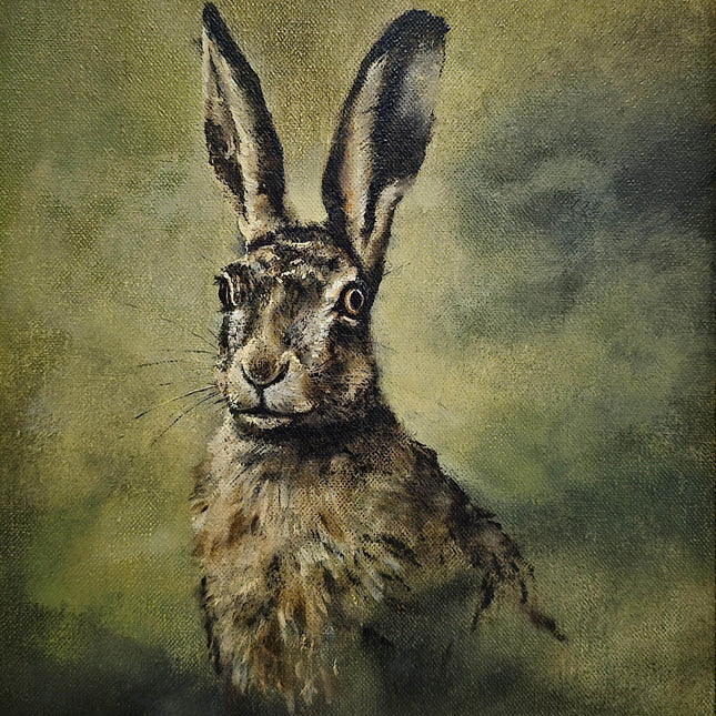 Vintage Dutch Wildlife Oil Painting, Signed Original Hare Portrait, Realistic Animal Artwork, Rustic Farmhouse Wall Decor, European Fine Art