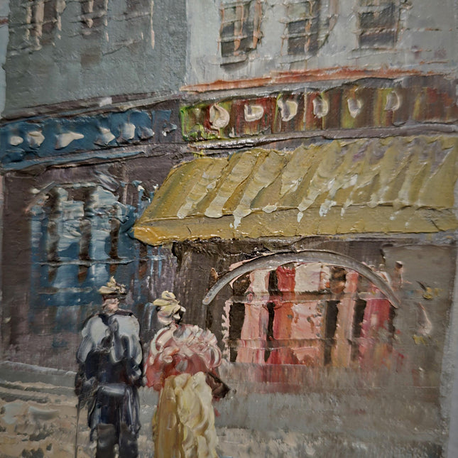 Antique French Impressionist Oil Painting, Signed Paris Street Scene Wall Art on Canvas, Vintage Artwork for Elegant Home Decor, Unique Gift