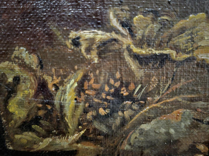 Antique Dutch Farmyard Oil Painting, Signed Poultry Scene, Framed Vintage Art