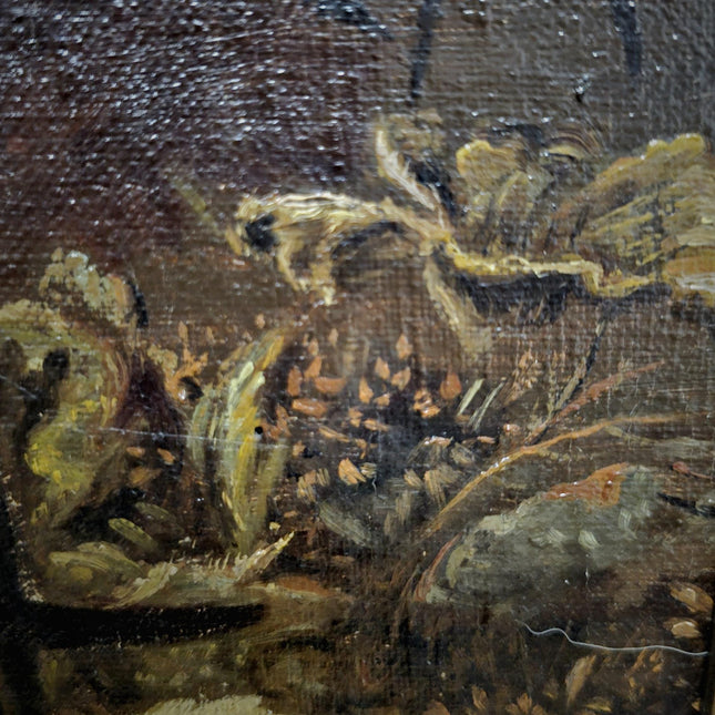 Antique Dutch Farmyard Oil Painting, Signed Poultry Scene, Framed Vintage Art