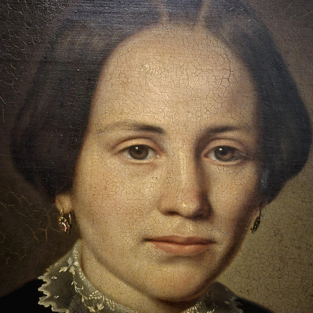 Antique Portrait Oil Painting German Signed Original 19th Century Artwork Framed Biedermeier Style Fine Art European Collectible Wall Decor