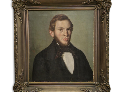 Antique Portrait Oil Painting Signed Original Bourgeois Artwork Framed 19th Century Gentleman European Collectible Fine Art Home Wall Decor