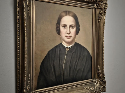 Antique Portrait Oil Painting, German Signed Original 19th Century Artwork, Biedermeier Fine Art, Framed Wall Decor, European Collectible