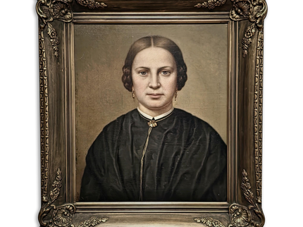 Antique Portrait Oil Painting, German Signed Original 19th Century Artwork, Biedermeier Fine Art, Framed Wall Decor, European Collectible