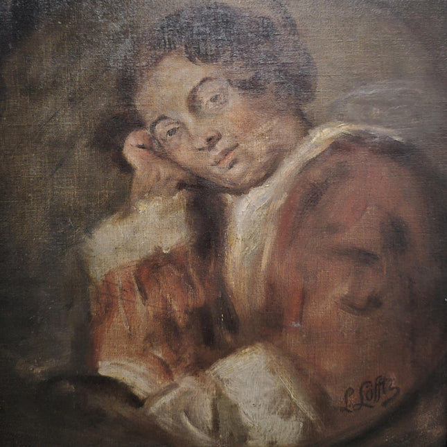 Antique Oil Painting Portrait, Vintage Signed Original Artwork, Moody Wall Decor, Framed European Academic Fine Art, Collectible Masterpiece
