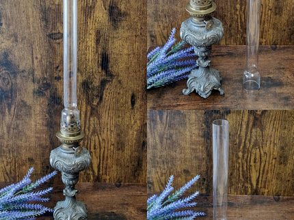 Antique French Oil Lamp 19th Century, Original Home Accent Decor, Elegant Authentic Collectible Gift for Classic or Farmhouse Home Interiors