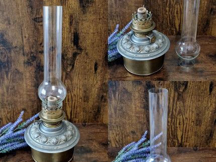 Antique French Oil Lamp 19th Century, Original Home Accent Decor, Elegant Authentic Collectible Gift for Classic or Farmhouse Home Interiors