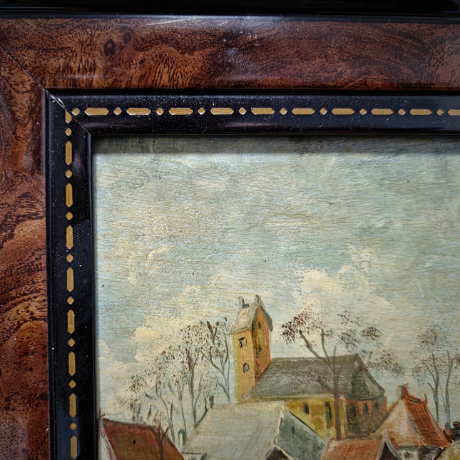 Vintage French Landscape Oil Painting, Signed Forest Scene Artwork, Golden Ornate Frame, Woodland Wall Art, Rustic Country Home Decor Gift