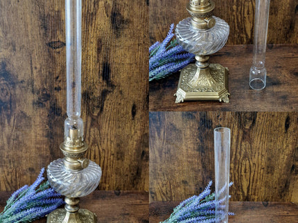 Antique French Oil Lamp 19th Century, Original Home Accent Decor, Elegant Authentic Collectible Gift for Classic or Farmhouse Home Interiors