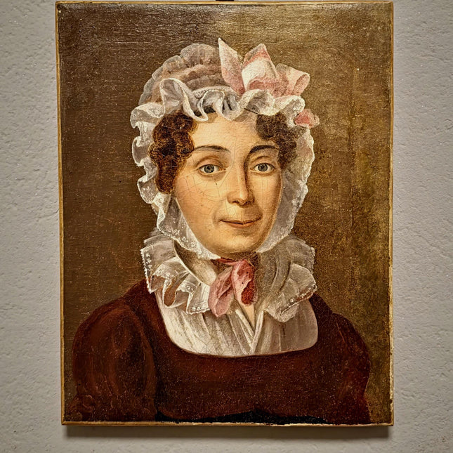 Antique French Oil Painting, 18th Century Woman Portrait, Original Artwork on Canvas, Historical Fine Art, Aristocratic Wall Decor