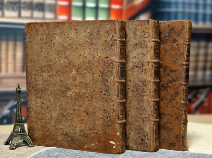 Antique French Books by Rousseau, 18th Century Set, Leather Bound Enlightenment Writings, Library Display, Bookshelf Styling for Collectors
