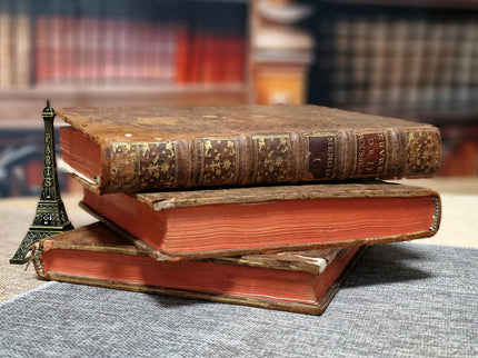 Antique French Books by Rousseau, 18th Century Set, Leather Bound Enlightenment Writings, Library Display, Bookshelf Styling for Collectors