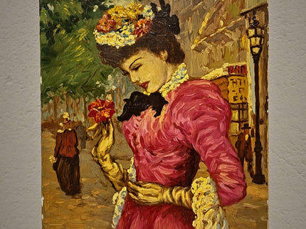 Antique French Oil Painting, Belle Epoque Woman Portrait, Signed Cartier