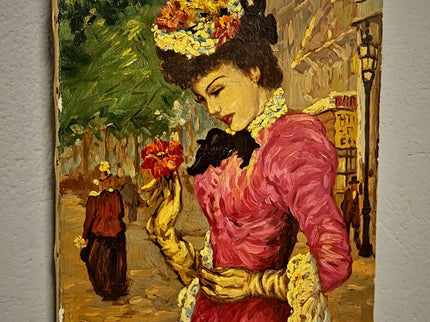 Antique French Oil Painting, Belle Epoque Woman Portrait, Signed Cartier