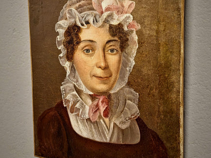 Antique French Oil Painting, 18th Century Woman Portrait, Original Artwork on Canvas, Historical Fine Art, Aristocratic Wall Decor