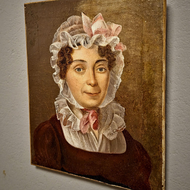 Antique French Oil Painting, 18th Century Woman Portrait, Original Artwork on Canvas, Historical Fine Art, Aristocratic Wall Decor