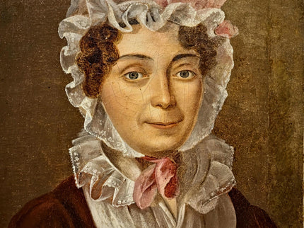 Antique French Oil Painting, 18th Century Woman Portrait, Original Artwork on Canvas, Historical Fine Art, Aristocratic Wall Decor