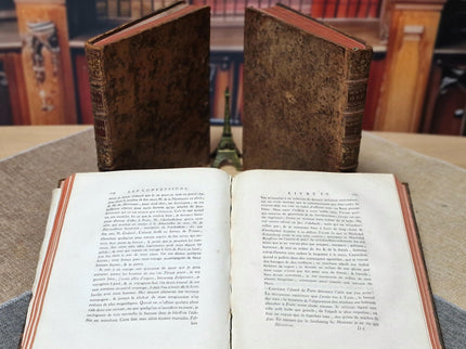 Antique French Books by Rousseau, 18th Century Set, Leather Bound Enlightenment Writings, Library Display, Bookshelf Styling for Collectors