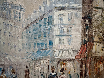 Antique French Impressionist Oil Painting, Paris Street Scene by Caroline C. Burnett