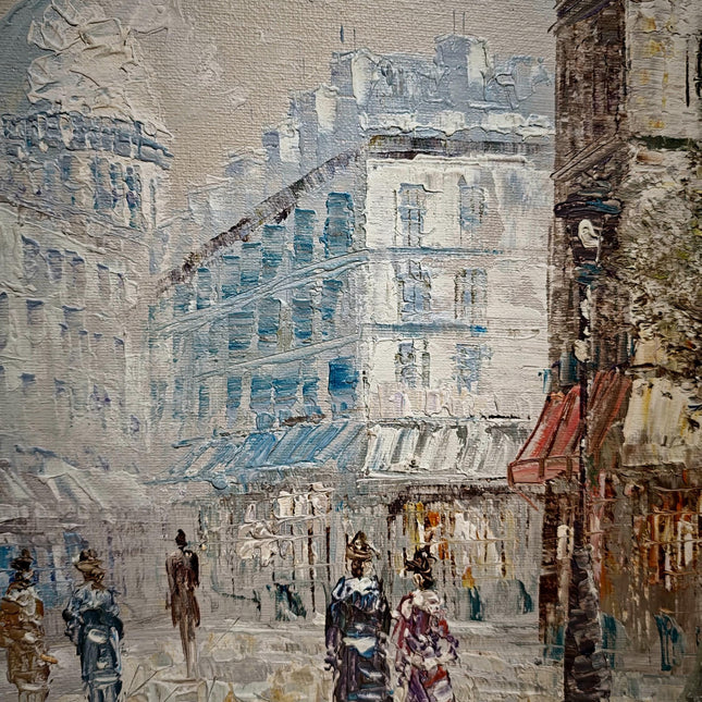 Antique French Impressionist Oil Painting, Paris Street Scene by Caroline C. Burnett
