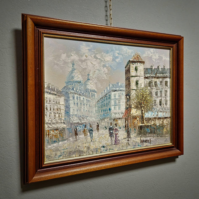Antique French Impressionist Oil Painting, Paris Street Scene by Caroline C. Burnett