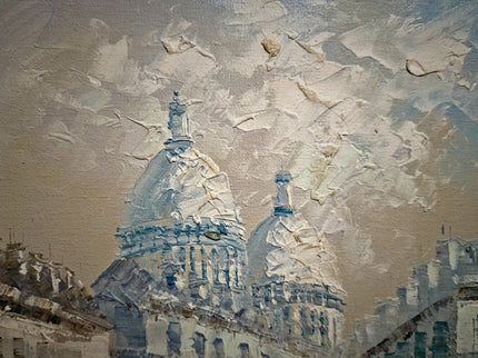 Antique French Impressionist Oil Painting, Paris Street Scene by Caroline C. Burnett
