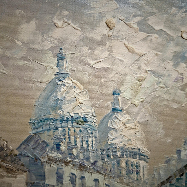 Antique French Impressionist Oil Painting, Paris Street Scene by Caroline C. Burnett