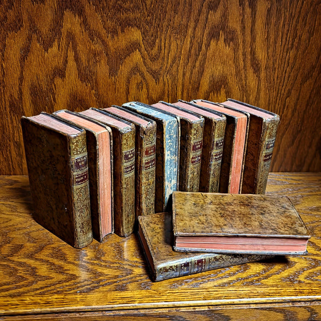 1760 Antique French Book Set, Leather Bound Volumes, Vintage Decorative Library Decor, Dark Academia Bookshelf Styling, Rare Paris Edition