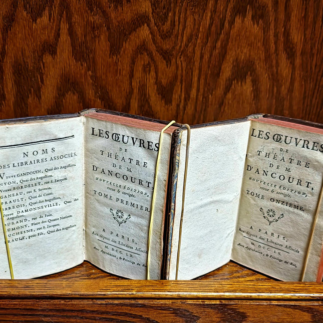 1760 Antique French Book Set, Leather Bound Volumes, Vintage Decorative Library Decor, Dark Academia Bookshelf Styling, Rare Paris Edition