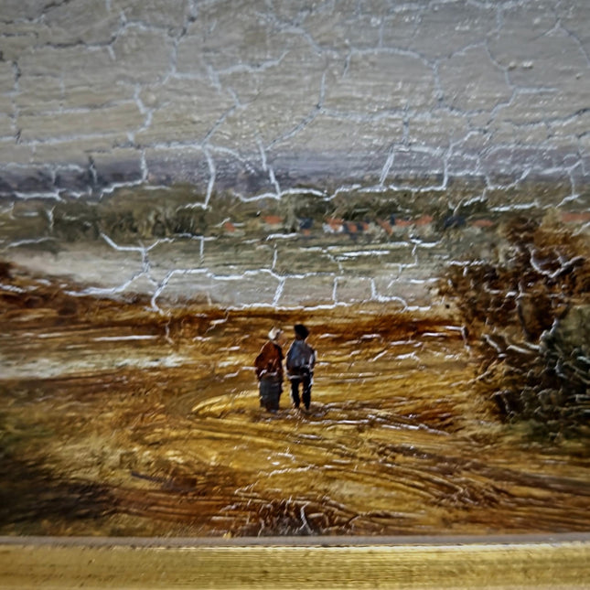 Vintage River Landscape Oil Painting, Gold Framed Original Artwork, Farmhouse Decor, Mid Century European Wall Art, Rustic Interior Accent