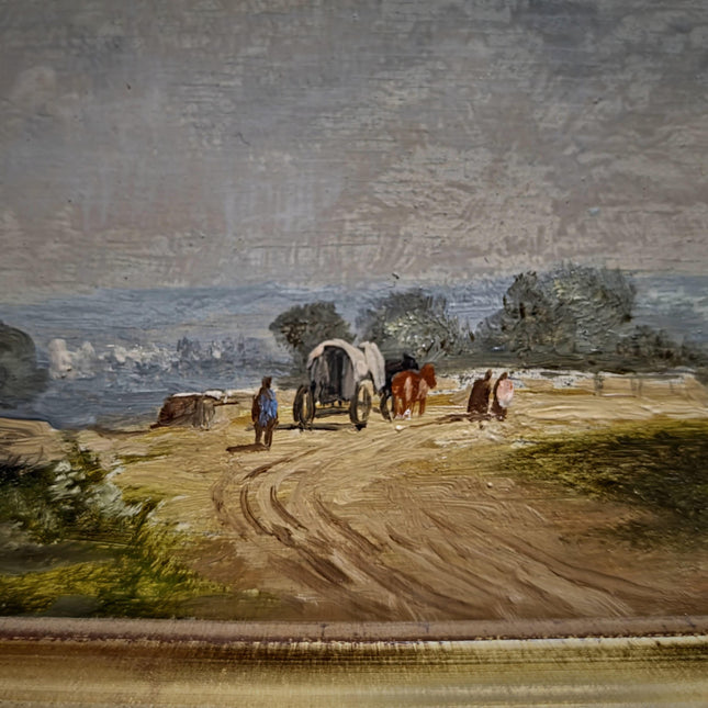 Vintage Landscape Oil Painting, Gold Framed Original Artwork, European Signed Wall Decor, Mid Century Fine Art, Rustic Farmhouse Accent