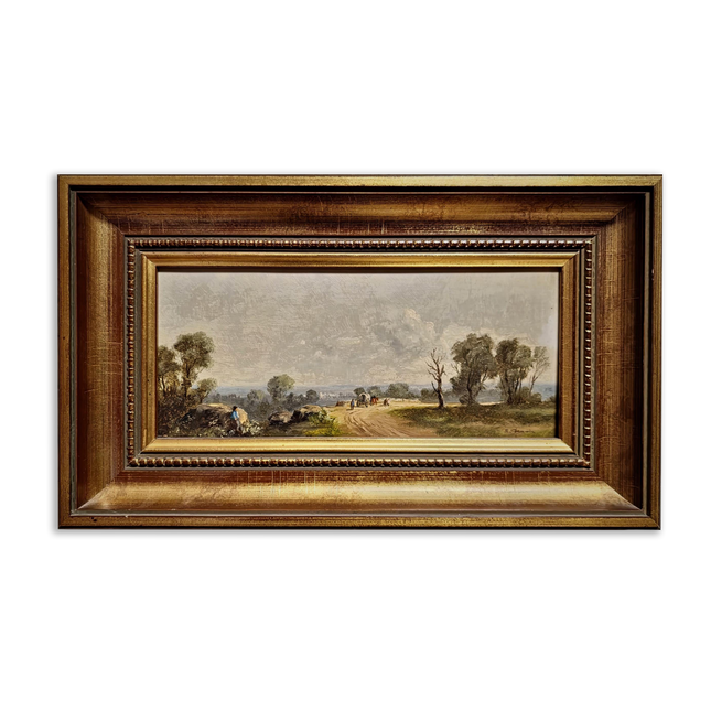 Vintage Landscape Oil Painting, Gold Framed Original Artwork, European Signed Wall Decor, Mid Century Fine Art, Rustic Farmhouse Accent
