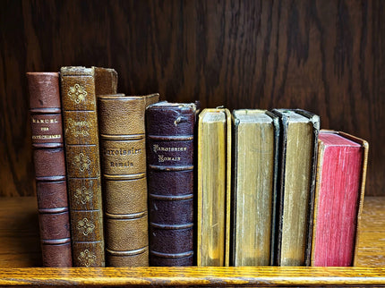 Rare Antique Religious French Book Set, Morocco Leather Bound, Dark Academia Bookshelf Decor, Shabby Chic Library Display, Collectible Gift