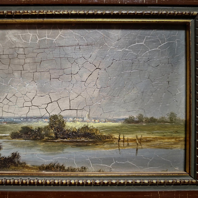 Vintage Landscape Oil Painting, Gold Framed Original Artwork, German Nature Scene, Rustic Home Decor, Mid Century Fine Accent