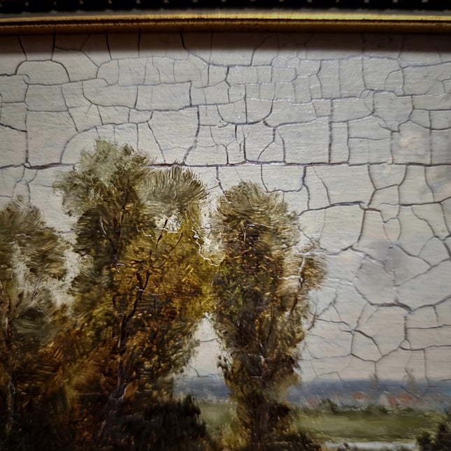 Vintage Landscape Oil Painting, Gold Framed Original Artwork, German Nature Scene, Rustic Home Decor, Mid Century Fine Accent