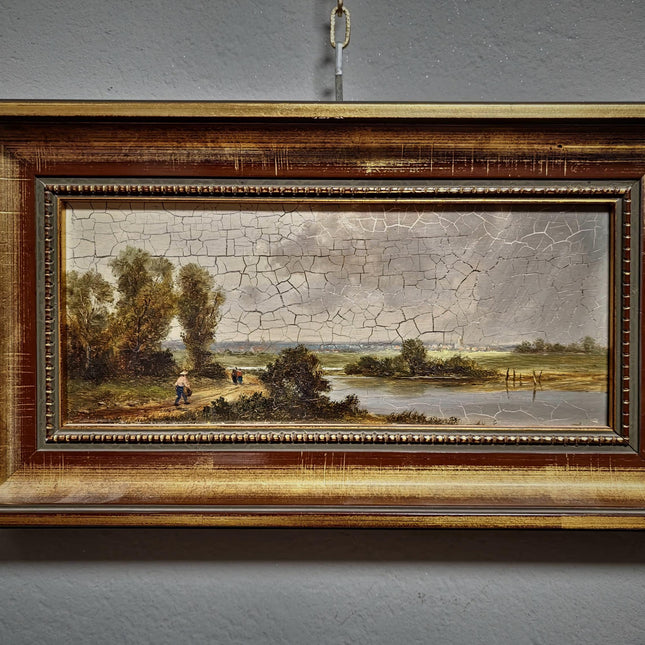Vintage Landscape Oil Painting, Gold Framed Original Artwork, German Nature Scene, Rustic Home Decor, Mid Century Fine Accent
