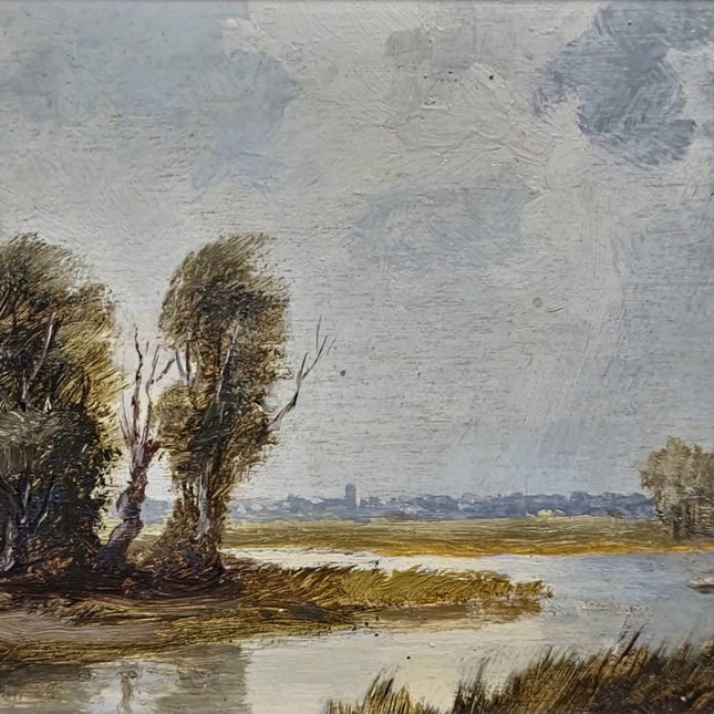 Vintage Landscape Oil Painting, Signed Gold Framed Original Artwork, European Nature Scene, Mid Century Wall Decor, Rustic Farmhouse Art