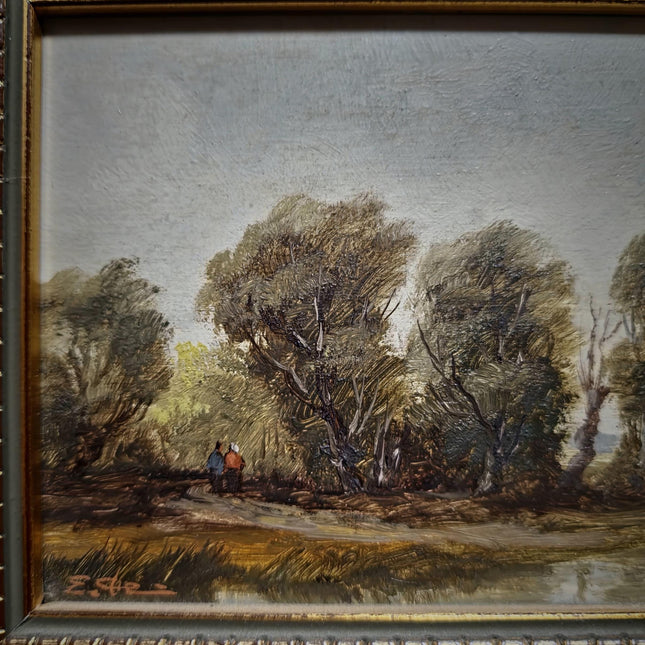 Vintage Landscape Oil Painting, Signed Gold Framed Original Artwork, European Nature Scene, Mid Century Wall Decor, Rustic Farmhouse Art