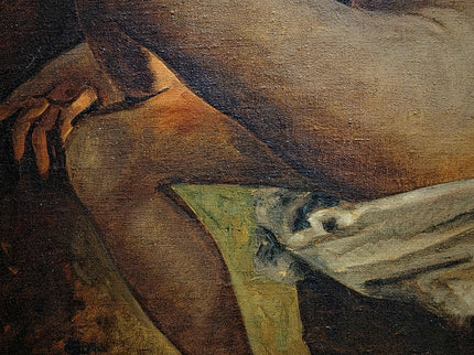 Large Antique Nude Oil Painting, Art Deco Curiosa Erotic Scene, Signed Female Figure Artwork, Collectible European Fine Art, Rare Wall Decor