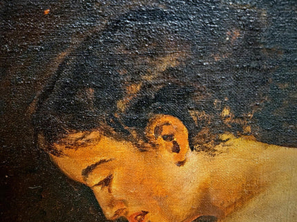 Large Antique Nude Oil Painting, Art Deco Curiosa Erotic Scene, Signed Female Figure Artwork, Collectible European Fine Art, Rare Wall Decor