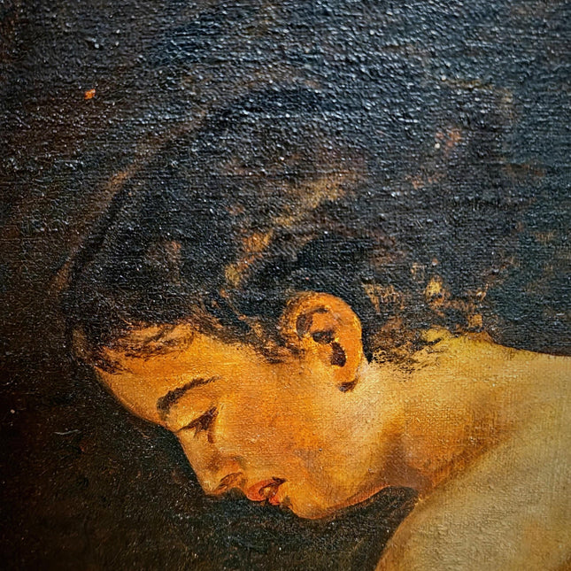 Large Antique Nude Oil Painting, Art Deco Curiosa Erotic Scene, Signed Female Figure Artwork, Collectible European Fine Art, Rare Wall Decor
