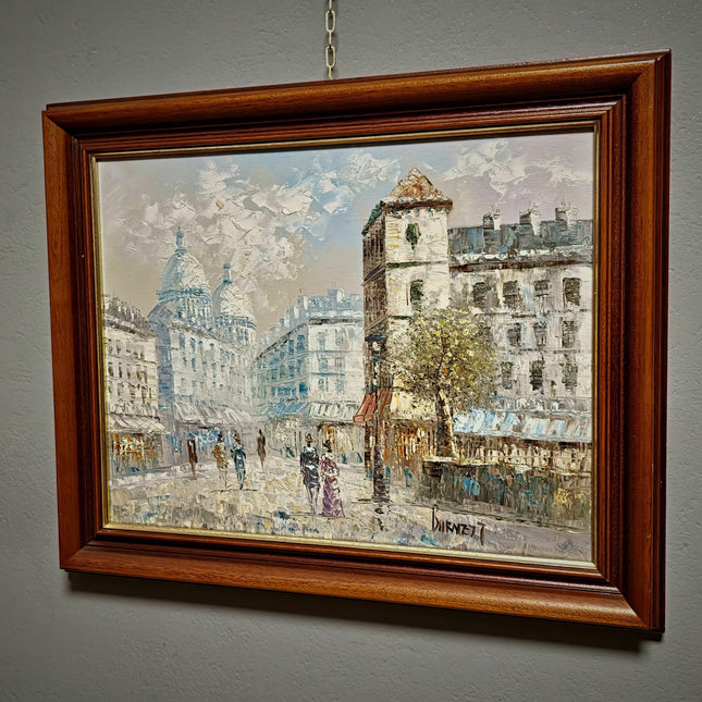 Antique French Impressionist Oil Painting, Paris Street Scene by Caroline C. Burnett